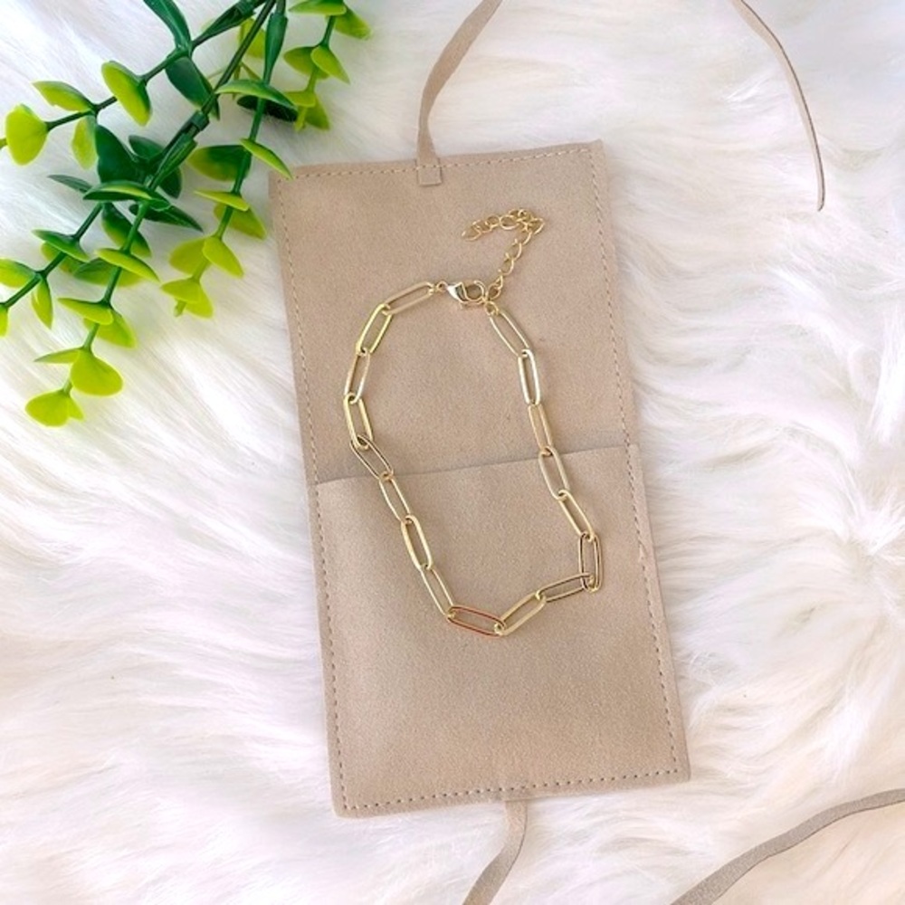 14K Gold Filled Paper clip Anklet - Picture 8 of 9